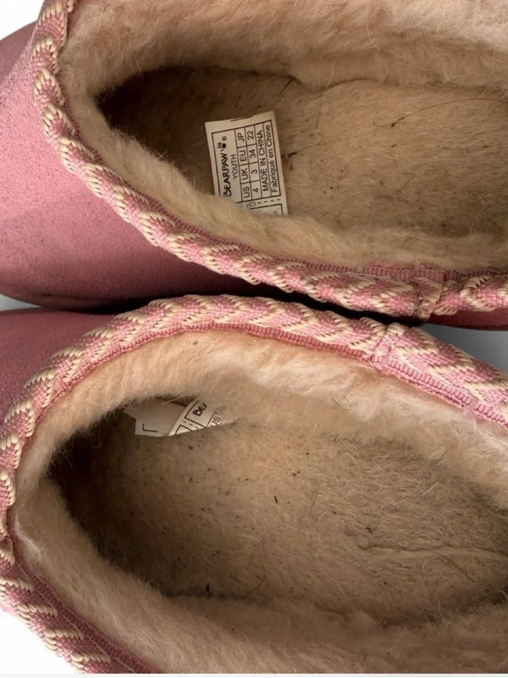 BearPaw Pink Suede Fleece-Lined Slip-On Mules